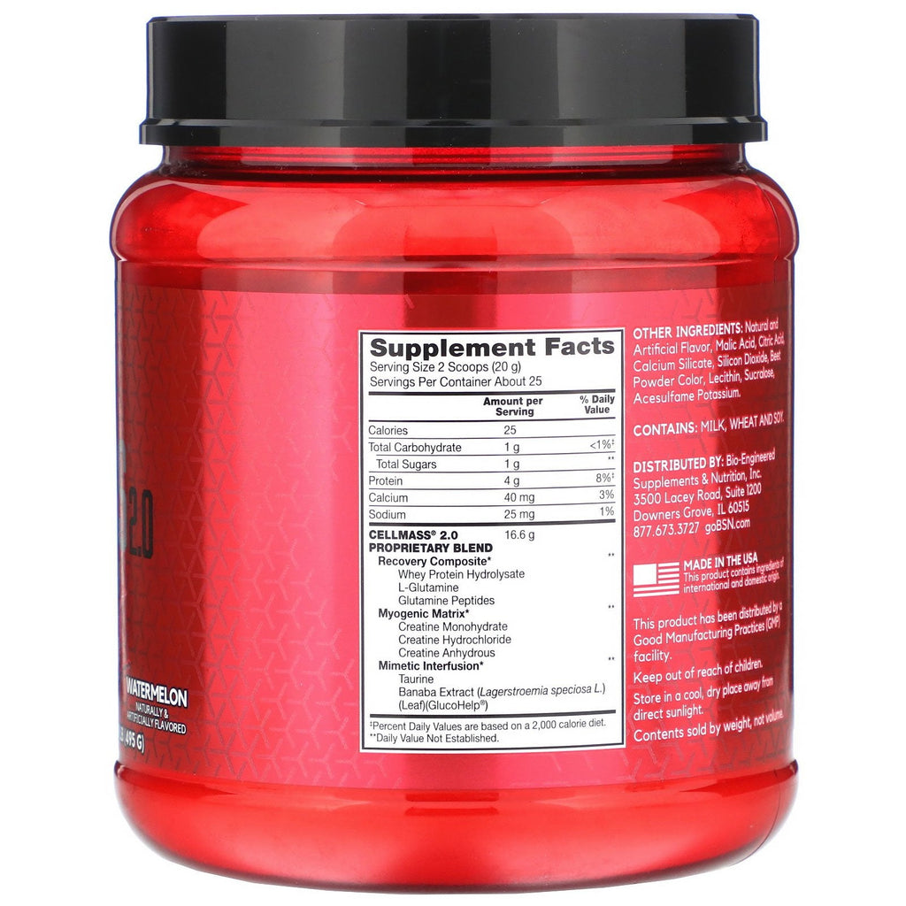 BSN, Cellmass 2.0, Advanced Strength, Post Workout, Watermelon, 1.09 lbs (495 g)