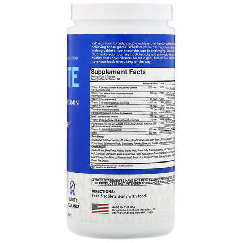 RSP Nutrition, BioVite Advanced Multivitamin & Immune Support, 180 tabletter