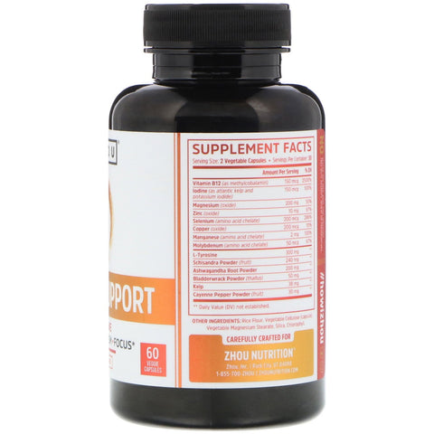 Zhou Nutrition, Thyroid Support med Jod, 60 Veggie-kapsler