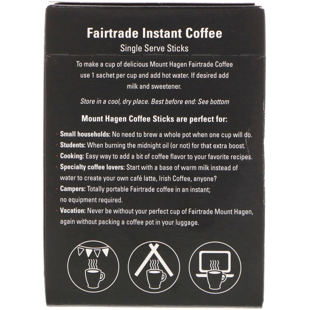 Mount Hagen,  Fairtrade Instant Coffee, 25 Single Serve Sticks, 1.76 oz (50 g)