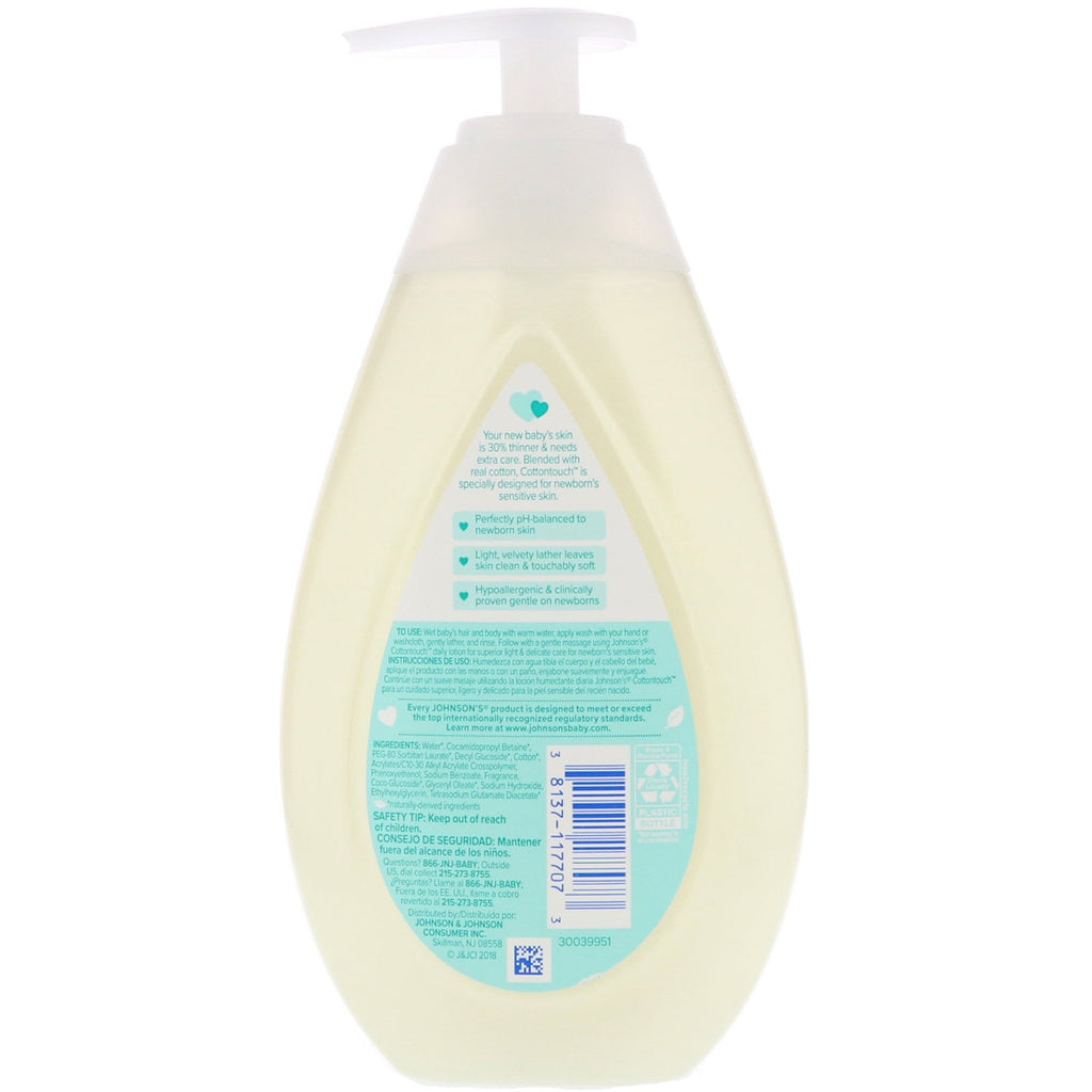 Johnson &amp; Johnson, Cottontouch, lavado y champú para recién nacidos, 400 ml (13,6 oz. líq.)