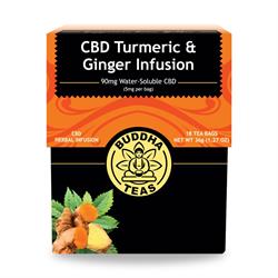 Buddha Teas Turmeric & Ginger Tea - with CBD. 18 tea bags