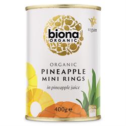 Biona Mini Pineapple Rings in Pineapple Juice Organic 400g
