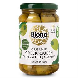 Biona Biona Organic Greek Queen Olives with Jalapeno 370g
