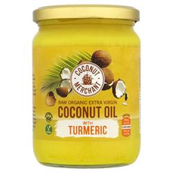 Coconut Merchant Raw Organic Raw Coconut Oil with Turmeric 500ml