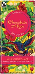 Chocolate and Love Milk Chocolate with Caramelised Hazelnuts & Sea Salt 80g