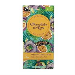 Chocolate and Love Organic/Fairtrade filled Dark Choc - Passion Fruit 65% Cocoa 85g