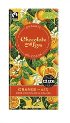 Chocolate and Love Vegan/Organic/Fairtrade Orange Dark Chocolate 65%