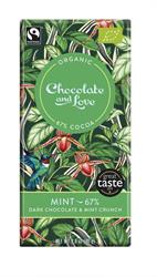 Chocolate and Love Organic/Fairtrade dark chocolate with peppermint crunch 67%