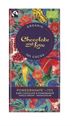Chocolate and Love Organic/Fairtrade dark chocolate with pomegranate 70% 80g