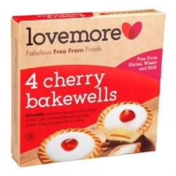 Lovemore Foods Lovemore 4 Wheat Gluten & Milk Free Cherry Bakewell Tarts 190g