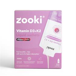 Zooki Liposomal Vitamin D3 + K2 3000iu Berry 30 Sachets Box