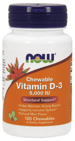 NOW Foods, Vitamin D-3, 5000 IU (Chewable) - 120 chewables