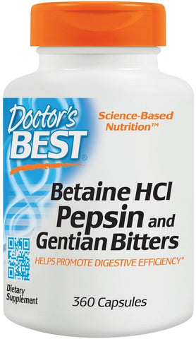 Doctor's Best, Betaine HCl Pepsin & Gentian Bitters - 360 caps