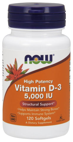 NOW Foods, Vitamin D-3, 5000 IU - 120 softgels