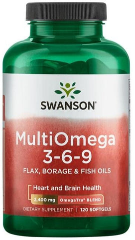 Swanson, MultiOmega 3-6-9 - Flax & Borage & Fish Oils - 120 softgels