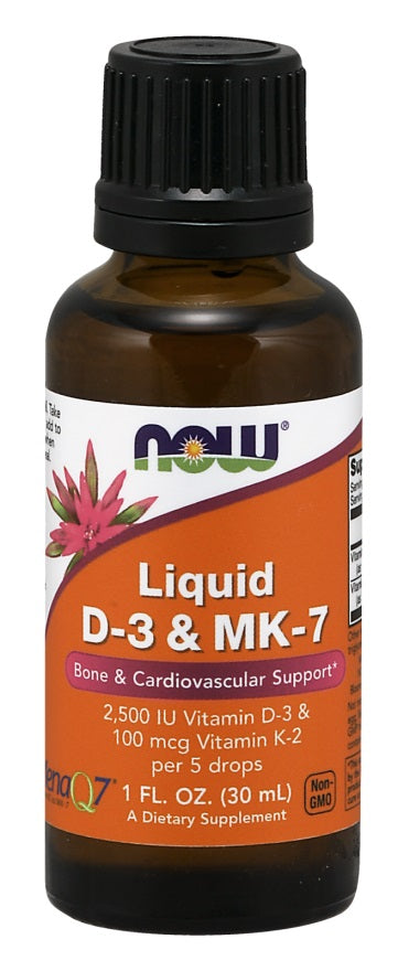 NOW Foods, Liquid D-3 & MK-7 - 30 ml.