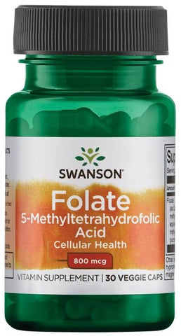 Swanson, Folate (5-Methyltetrahydrofolic Acid), 800mcg - 30 vcaps