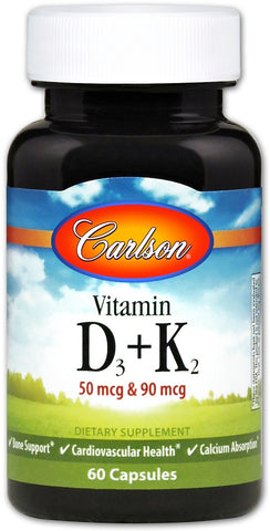 Carlson Labs, Vitamin D3 + K2 - 60 caps