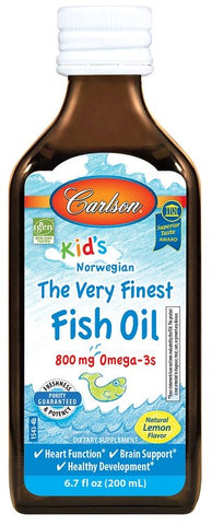 Carlson Labs, Kid's The Very Finest Fish Oil, 800mg Lemon - 200 ml.