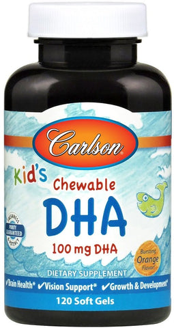 Carlson Labs, Kid's Chewable DHA, 100mg Orange - 120 softgels