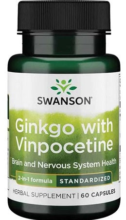 Swanson, Ginkgo with Vinpocetine Standardized - 60 caps