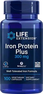 Life Extension, Iron Protein Plus, 300mg - 100 vcaps