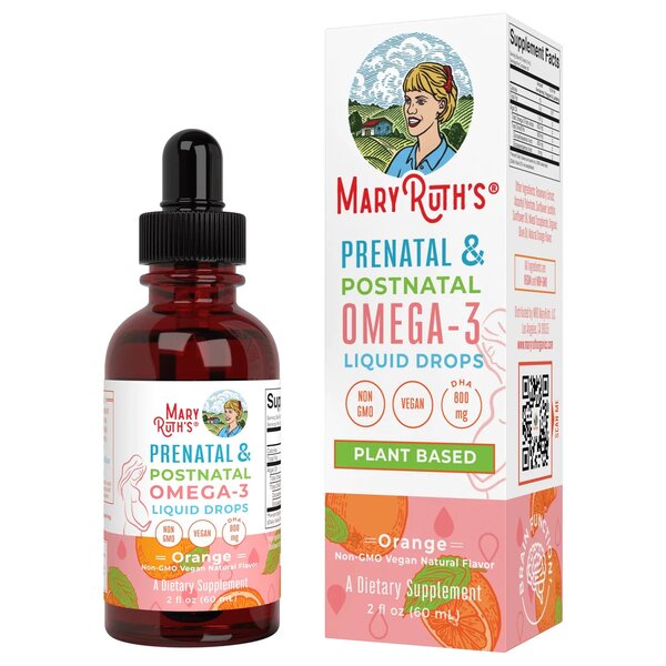 MaryRuth Organics, Prenatal & Postnatal Omega-3 Liquid Drops, Orange - 60 ml.
