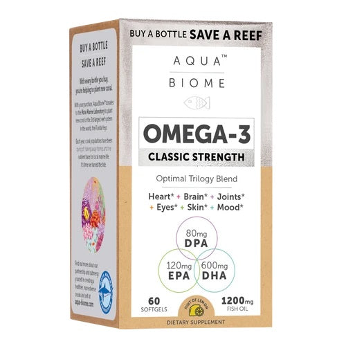 Enzymedica, Aqua Biome Omega-3 Classic Strength, 1200mg (Lemon) - 60 softgels