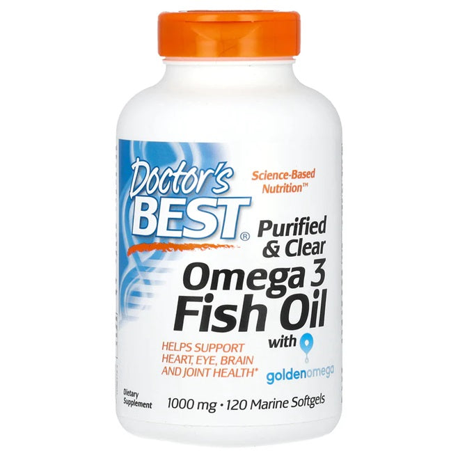 Doctor's Best, Purified & Clear Omega 3 Fish Oil, 1000mg - 120 marine softgels
