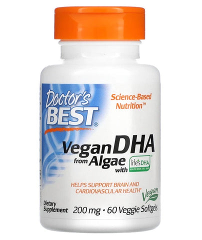 Doctor's Best, Vegan DHA from Algae, 200mg - 60 veggie softgels