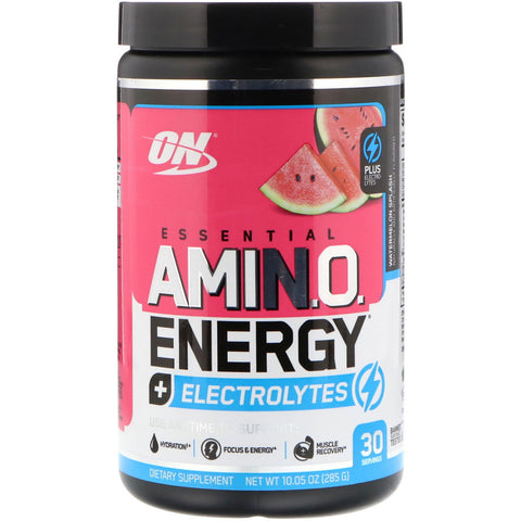 Optimum Nutrition, ESSENTIAL AMIN.O. ENERGY + ELECTROLYTES, Watermelon Splash, 10.05 oz (285 g)