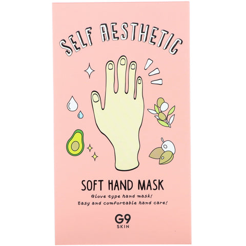 G9skin, selvæstetisk, blød håndmaske, 5 masker, 0,33 fl oz (10 ml)
