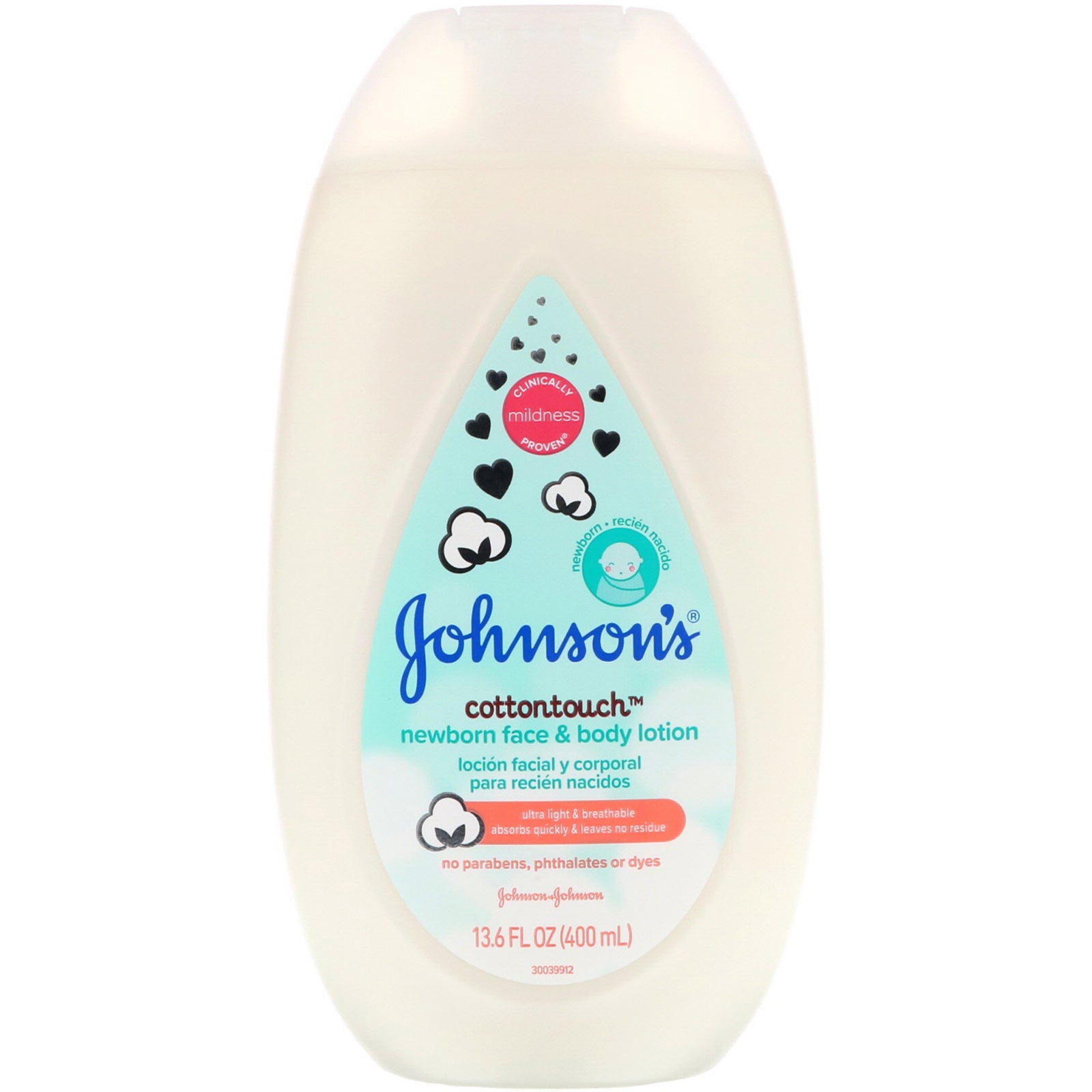 Johnson & Johnson, Cottontouch, Newborn Face & Body Lotion, 13.6 fl oz (400 ml)