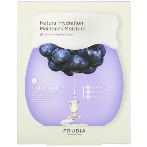 Frudia, Natural Hydration Bevarer fugt, Blueberry Hydrating Mask, 5 ark, 0,91 oz (27 ml) hver