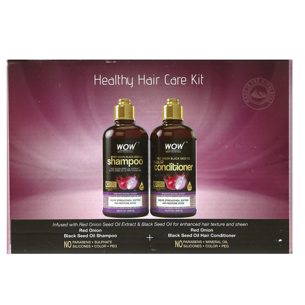 Wow Skin Science, Champú con aceite de semilla negra de cebolla roja y acondicionador para el cabello, kit de 2 piezas