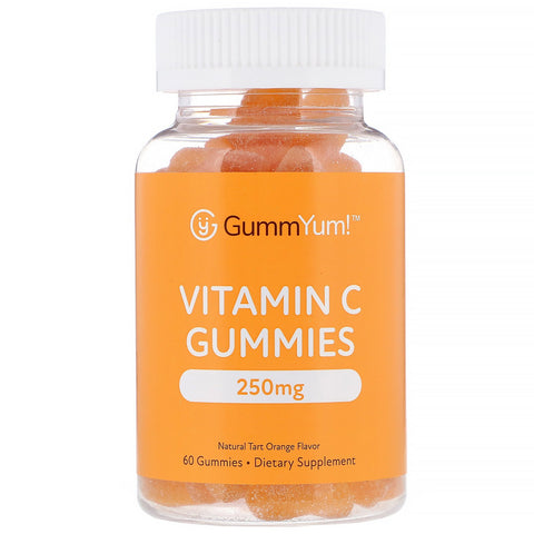 GummYum!, Vitamin C Gummies, Natural Tart Orange Flavor, 250 mg, 60 Gummies