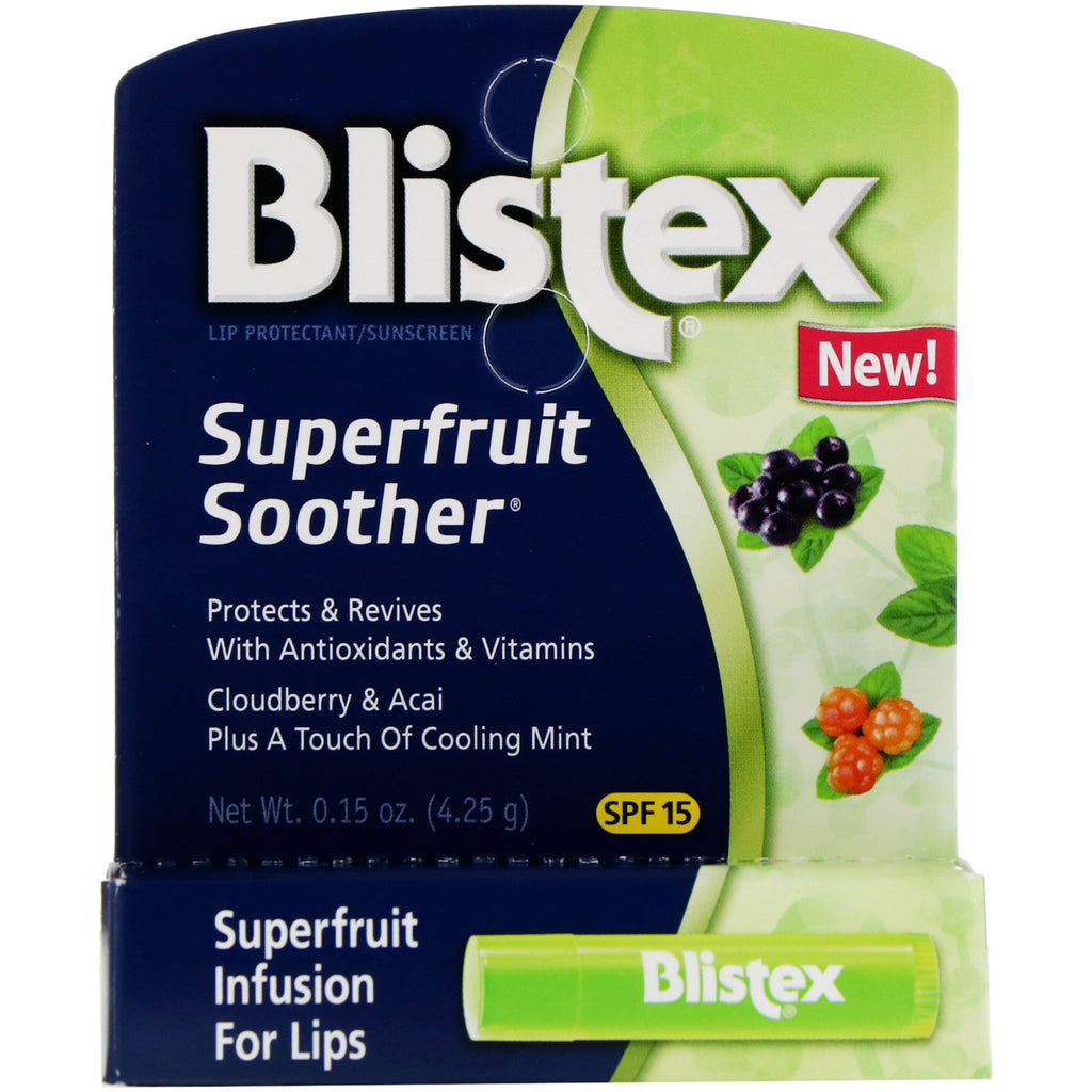 Blistex, Superfruit Soother, Lip Protectant/Solcreme, SPF 15, 0,15 oz (4,25 g)