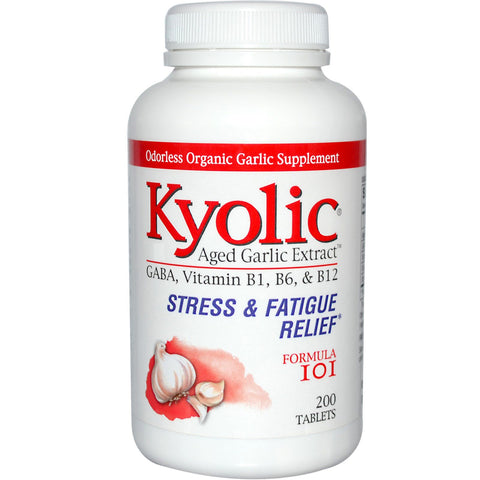 Kyolic, extracto de ajo añejo, alivio del estrés y la fatiga, fórmula 101, 200 tabletas