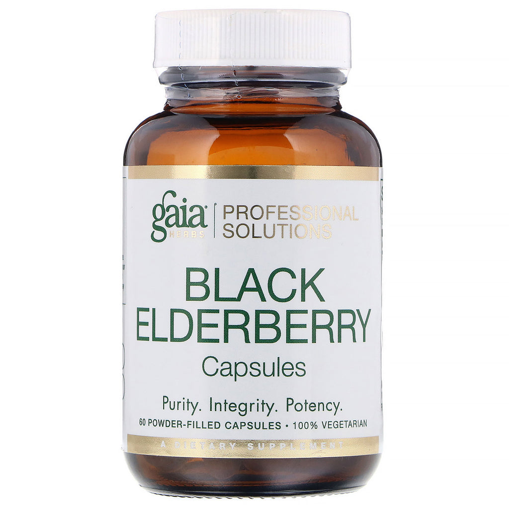 Gaia Herbs Professional Solutions, Black Elderberry, 60 Powder-Filled Capsules