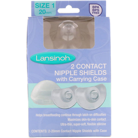 Lansinoh, Contact Nipple Shields with Carrying Case, 2 Pack, Size, 20 mm