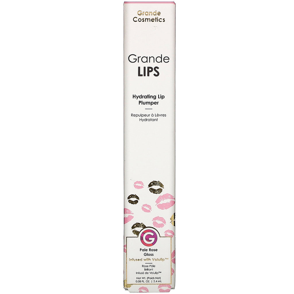Grande Cosmetics, GrandeLips, Hydrating Lip Plumper, Pale Rose Gloss, 0,08 fl oz (2,4 ml)