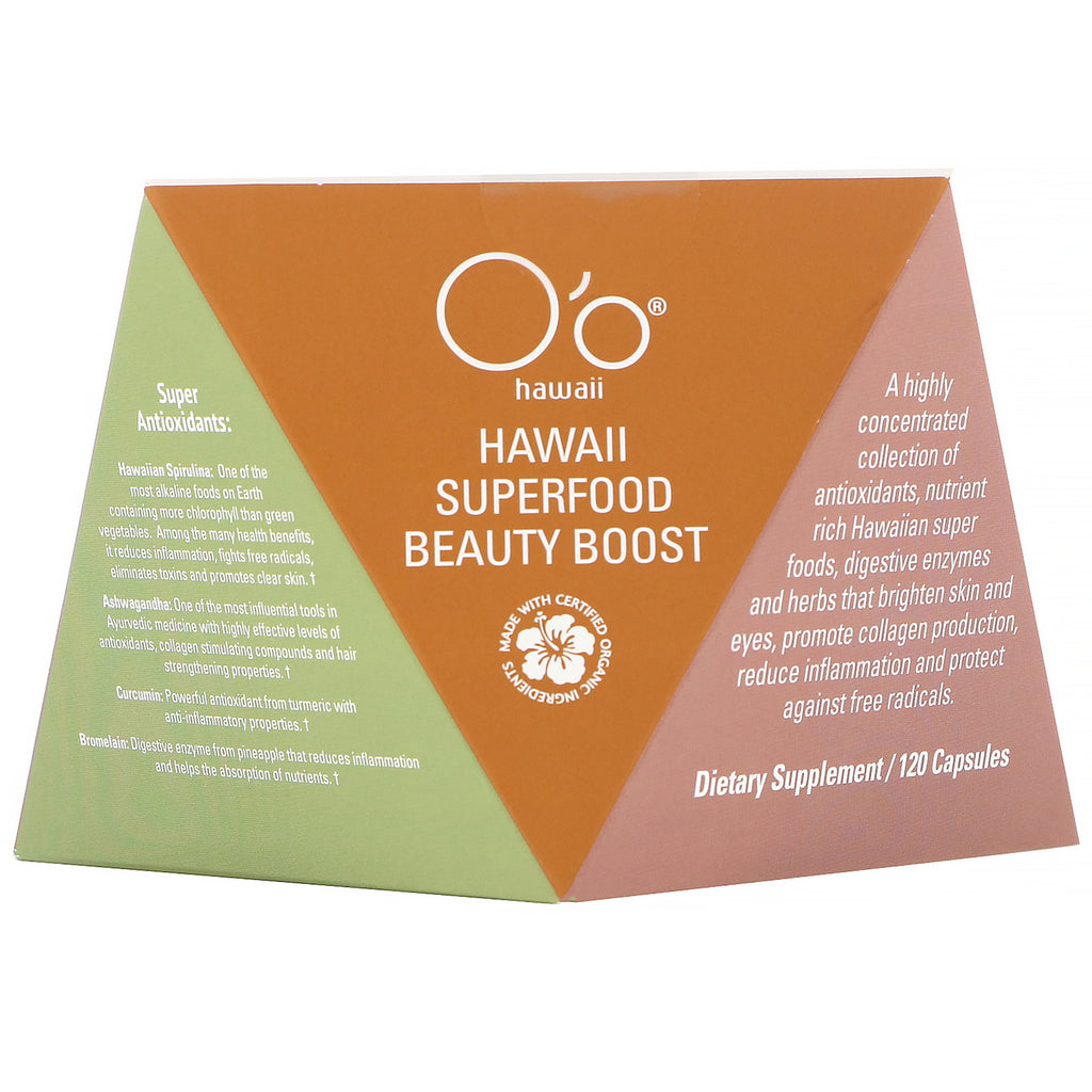 O'o Hawaii, Superalimento de belleza Hawaii, 120 cápsulas