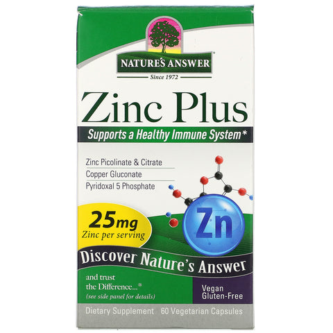 Nature's Answer, Zinc Plus, 25 mg, 60 Vegetarian Capsules