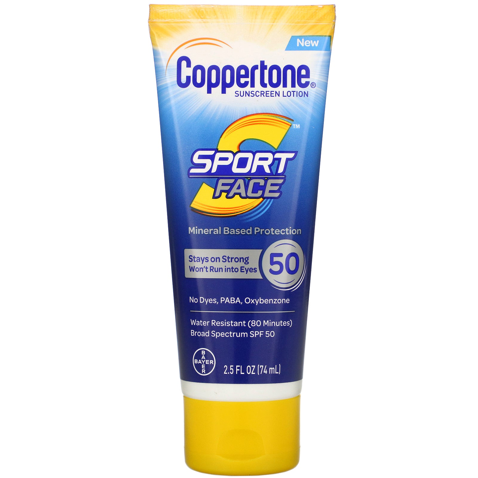 Coppertone, Sport Face, Sunscreen Lotion, SPF 50, 2.5 fl oz (74 ml)