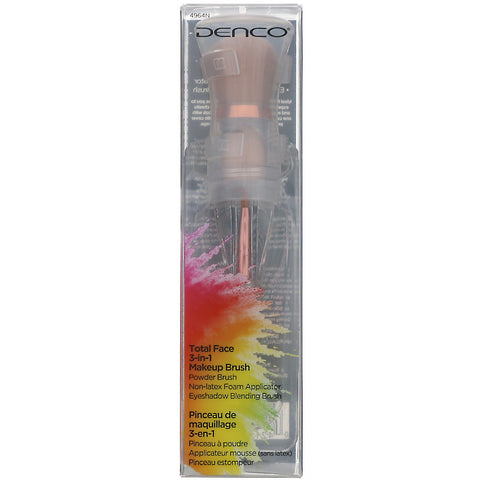 Denco, Total Face 3-i-1 makeup børste, 1 børste
