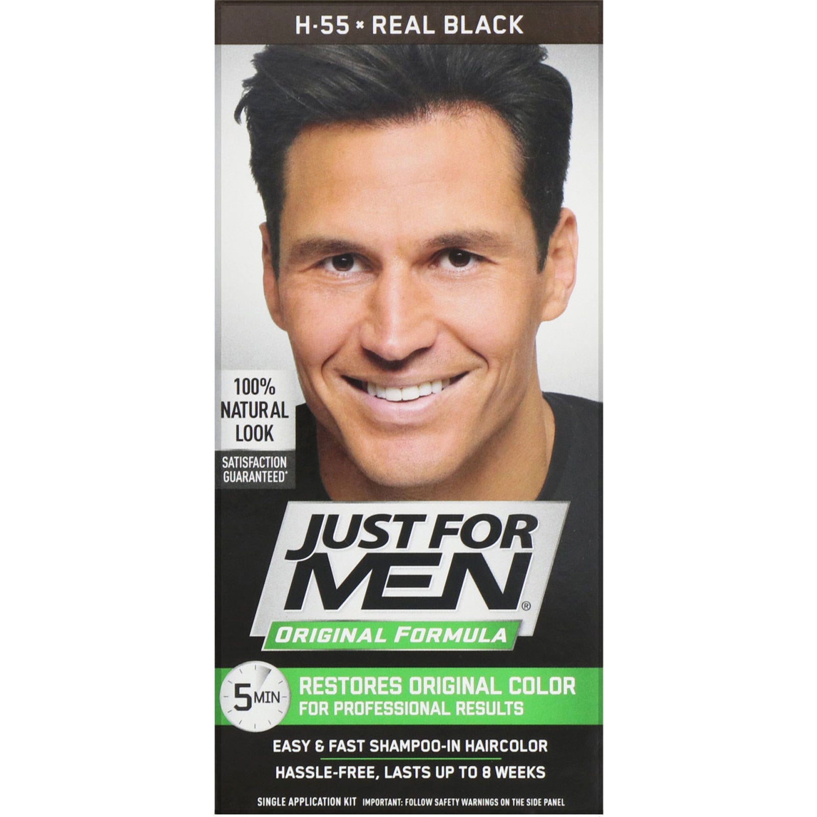 Just for Men, Original Formula Men's Hair Color, Real Black H-55, Single Application Kit
