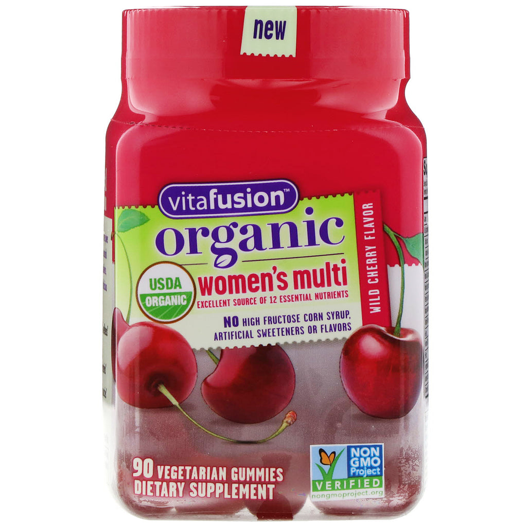 VitaFusion, Organic Women's Multi, Wild Cherry, 90 Vegetarian Gummies