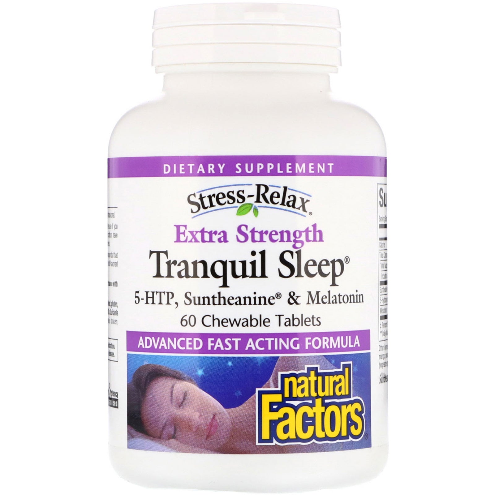 Natural Factors, Stress-Relax, Extra Strength Tranquil Sleep, 60 Chewable Tablets