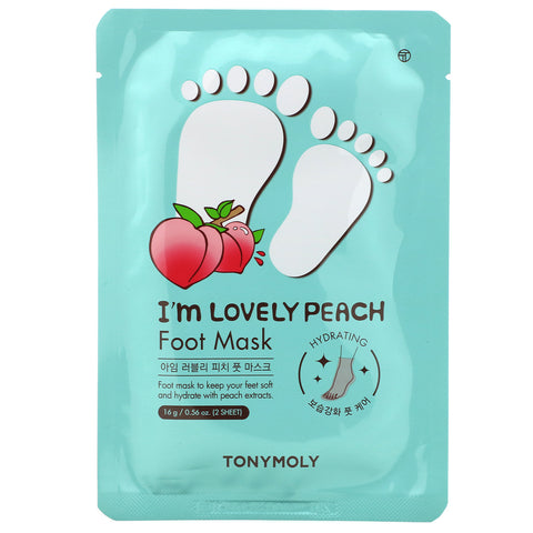 Tony Moly, I'm Lovely Peach, Foot Mask, 2 Sheet, 0.56 oz (16 g)